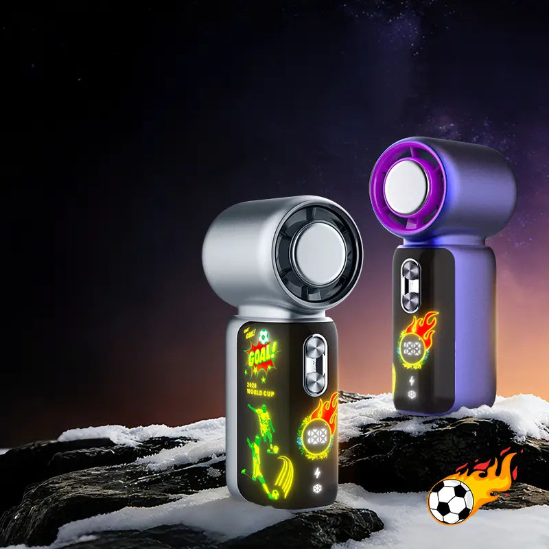 Portable Handheld Cooling Fan - 2026 Starry Sky Soccer Design, 100-Speed Turbo Mode, USB Rechargeable, Compact Cordless with Built-In Battery, Ideal for Outdoor and Office Use