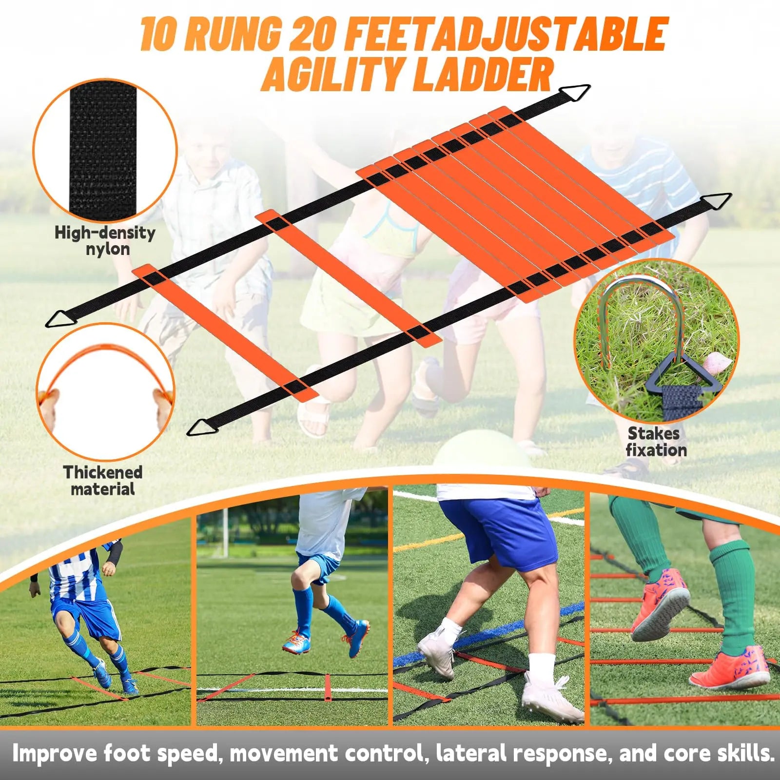 Backyard Soccer Goals Set of 2 - 4x3 Ft Portable Pop-Up Goals for Youth Training, Includes Adjustable Agility Ladder, Soccer Ball, and 6 Cones