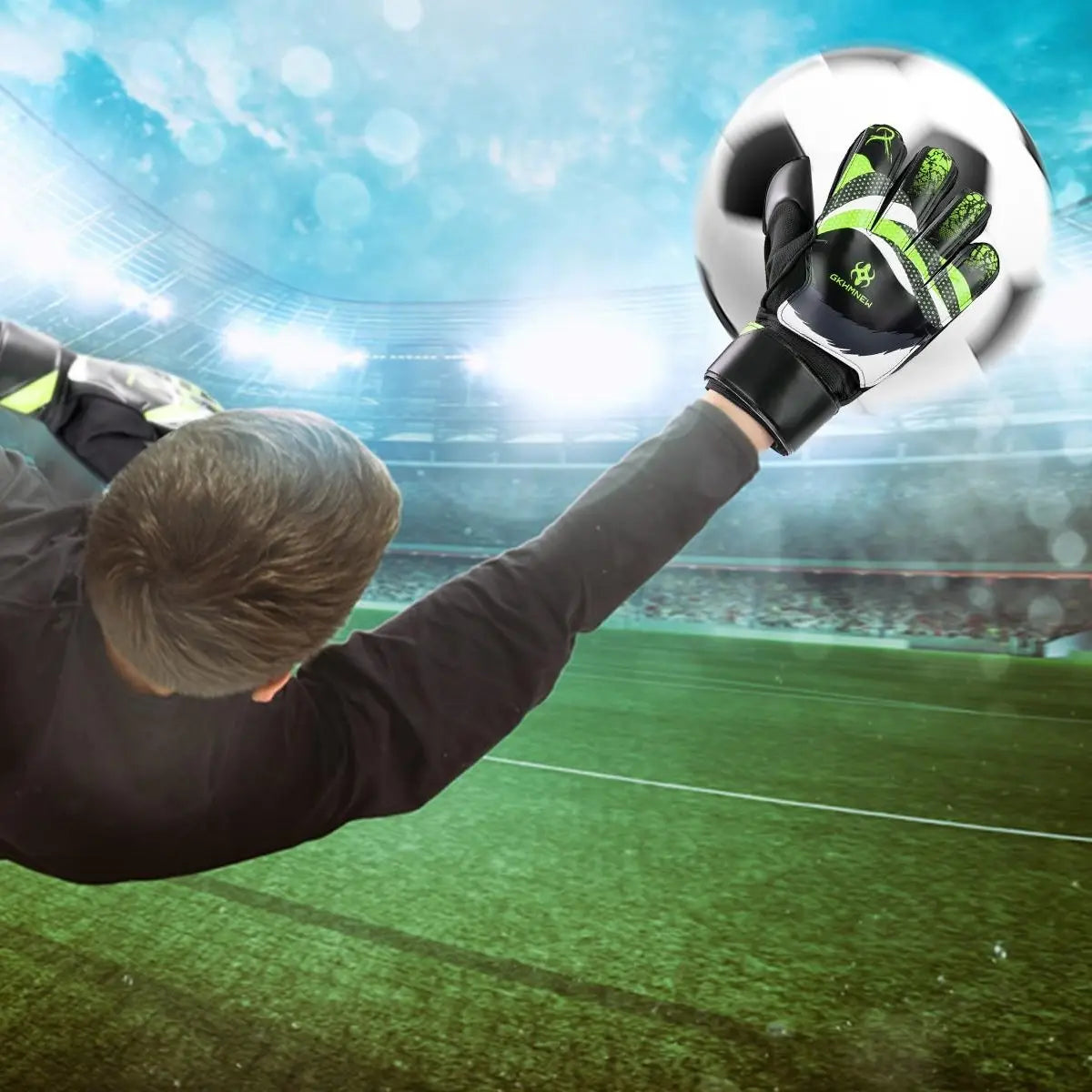 Youth Soccer Goalkeeper Gloves – Premium Latex Grip, Enhanced Double Wrist Support, and Breathable Mesh Design for Boys