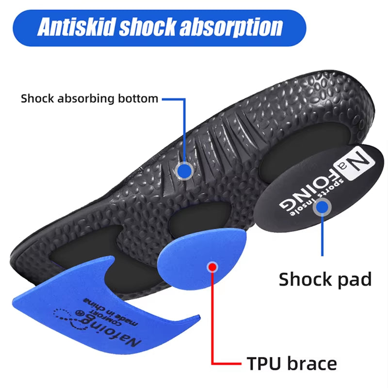 Sports Insoles - Elastic Running Insoles with Arch Support, Shock Absorption, Deodorizing, and Breathable Features