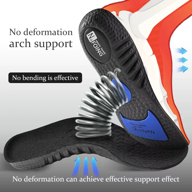 Sports Insoles - Elastic Running Insoles with Arch Support, Shock Absorption, Deodorizing, and Breathable Features