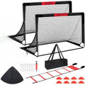 Backyard Soccer Goals Set of 2 - 4x3 Ft Portable Pop-Up Goals for Youth Training, Includes Adjustable Agility Ladder, Soccer Ball, and 6 Cones