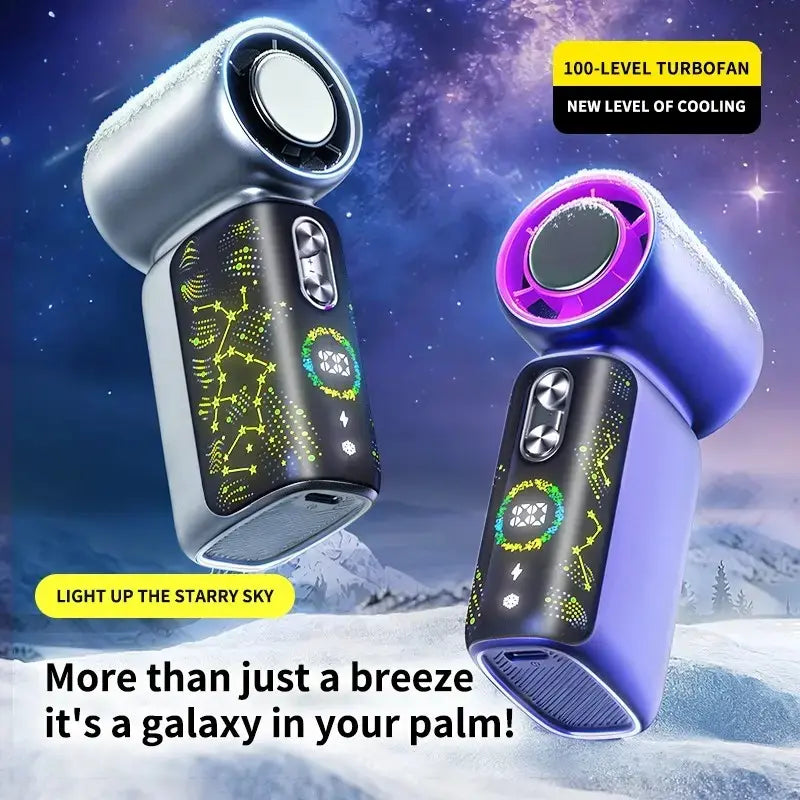 Portable Handheld Cooling Fan - 2026 Starry Sky Soccer Design, 100-Speed Turbo Mode, USB Rechargeable, Compact Cordless with Built-In Battery, Ideal for Outdoor and Office Use