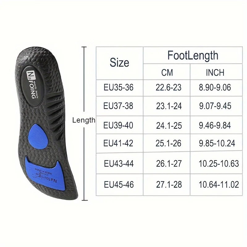 Sports Insoles - Elastic Running Insoles with Arch Support, Shock Absorption, Deodorizing, and Breathable Features