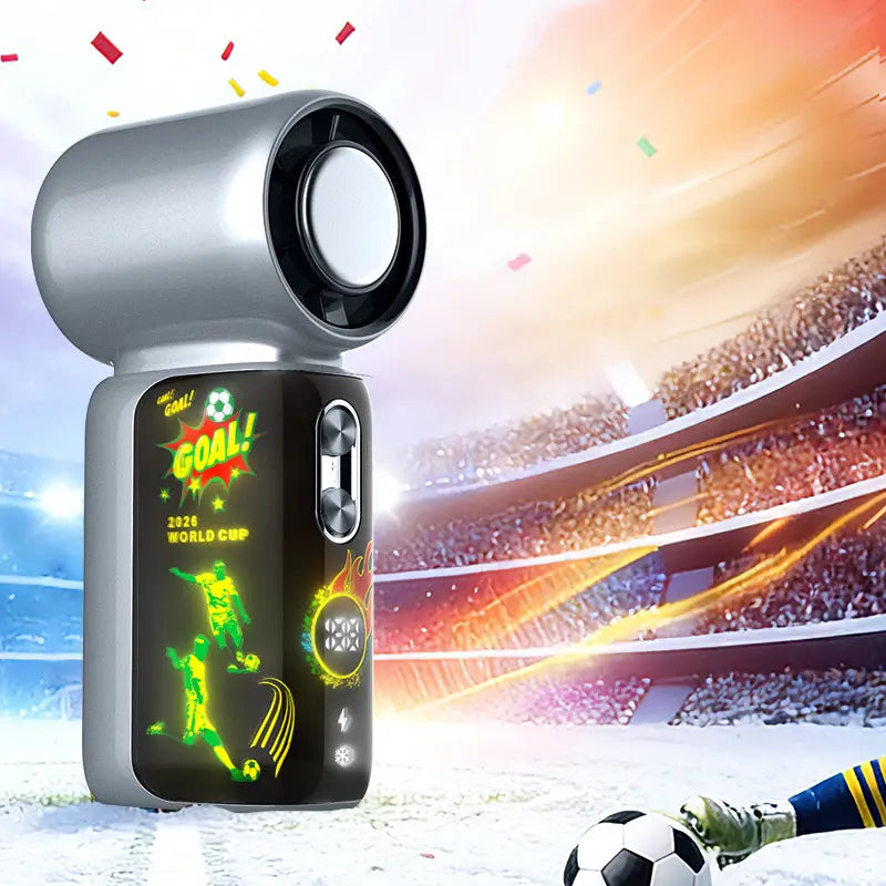 Portable Handheld Cooling Fan - 2026 Starry Sky Soccer Design, 100-Speed Turbo Mode, USB Rechargeable, Compact Cordless with Built-In Battery, Ideal for Outdoor and Office Use