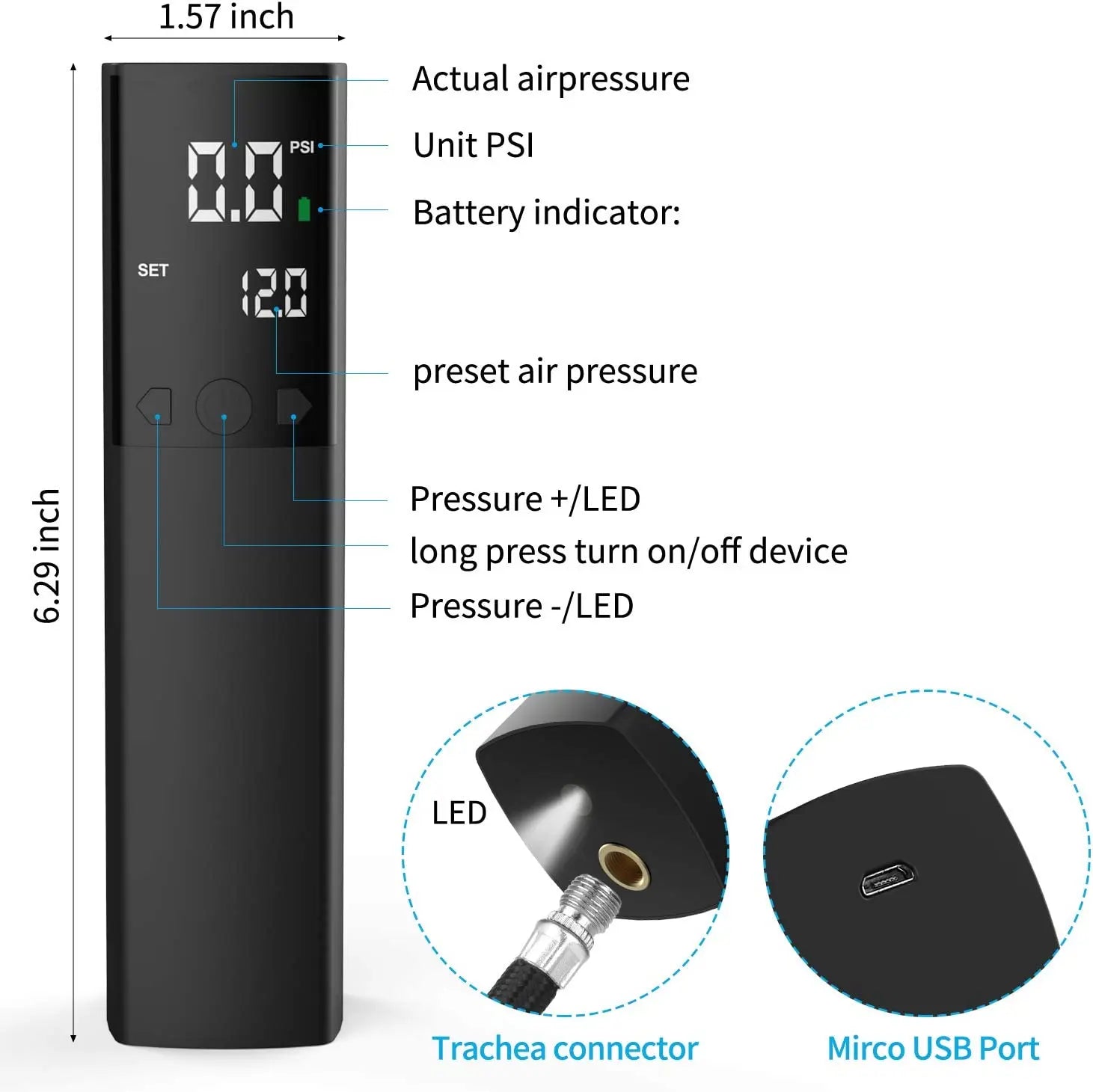 Pumteck Electric Ball Pump for Sports Balls With PSI Measure