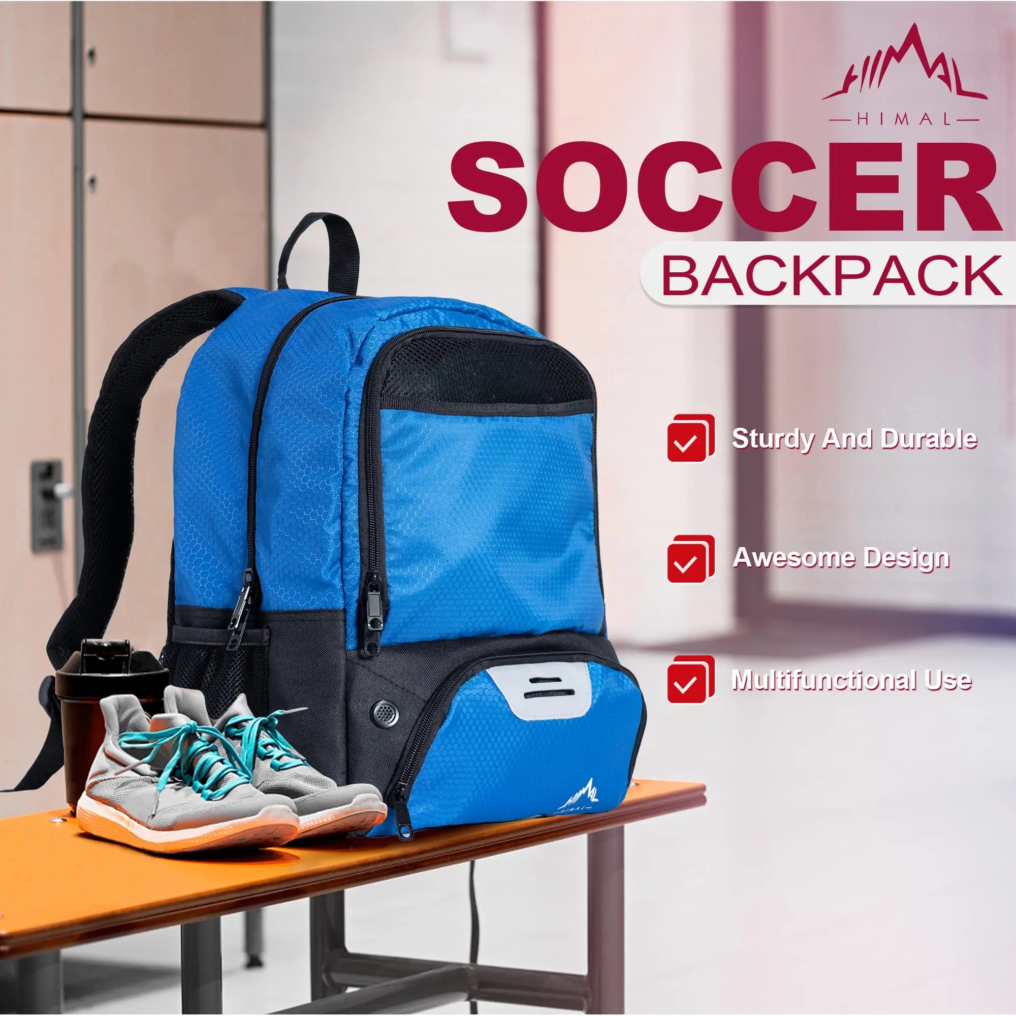 Ultimate Himal Outdoors Sports Backpack - Perfect for Soccer, Football, Volleyball & More with Separate Cleat Compartment