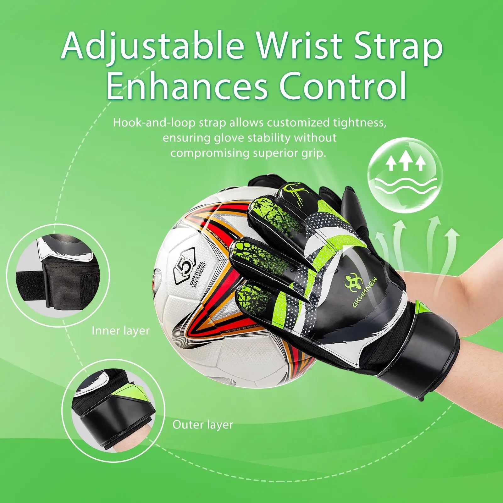 Youth Soccer Goalkeeper Gloves – Premium Latex Grip, Enhanced Double Wrist Support, and Breathable Mesh Design for Boys