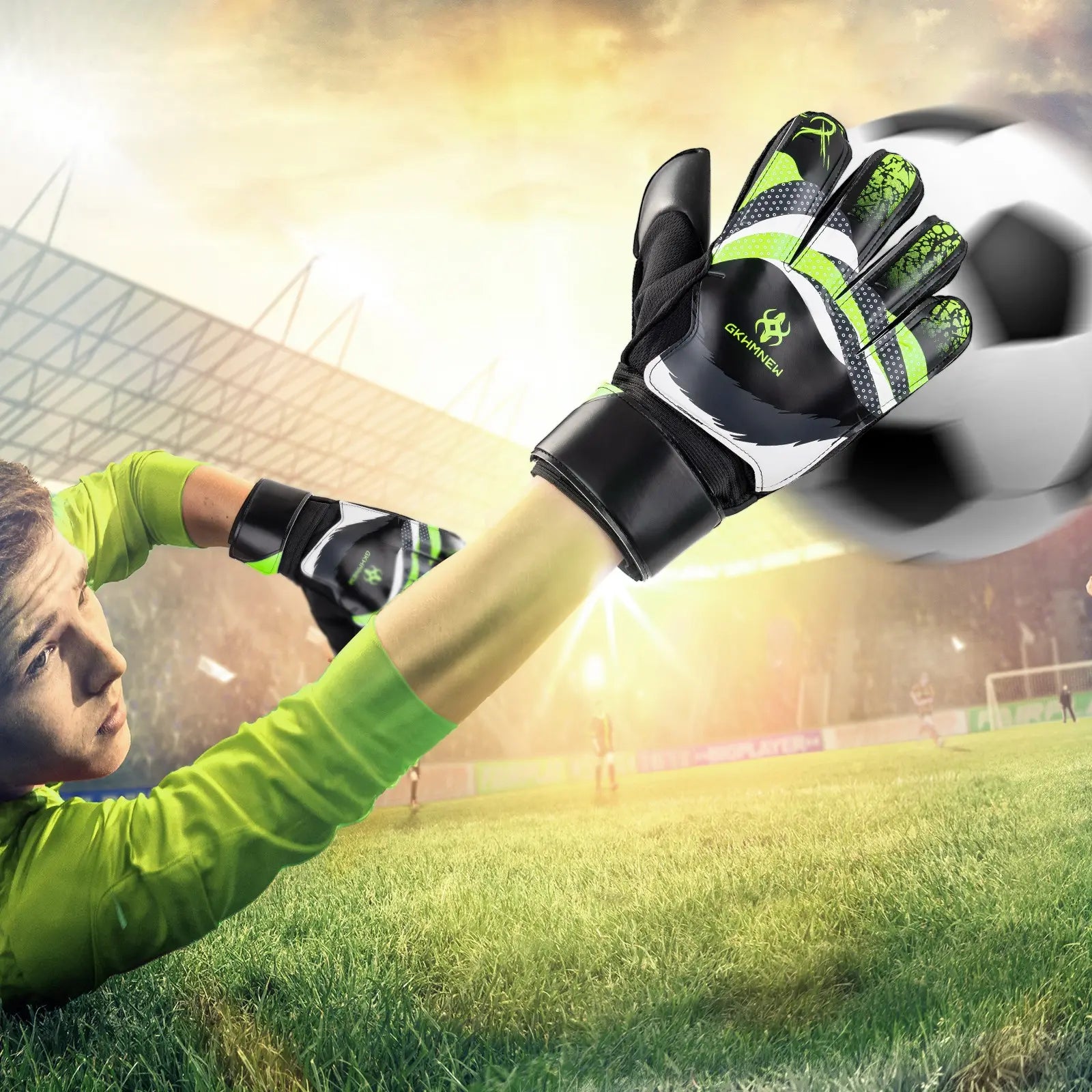 Youth Soccer Goalkeeper Gloves – Premium Latex Grip, Enhanced Double Wrist Support, and Breathable Mesh Design for Boys